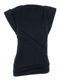 Black T-Shirt Maisan-GZ with Round Neck and Short Sleeves in Cotton for Women Tshirts Polo Shirts