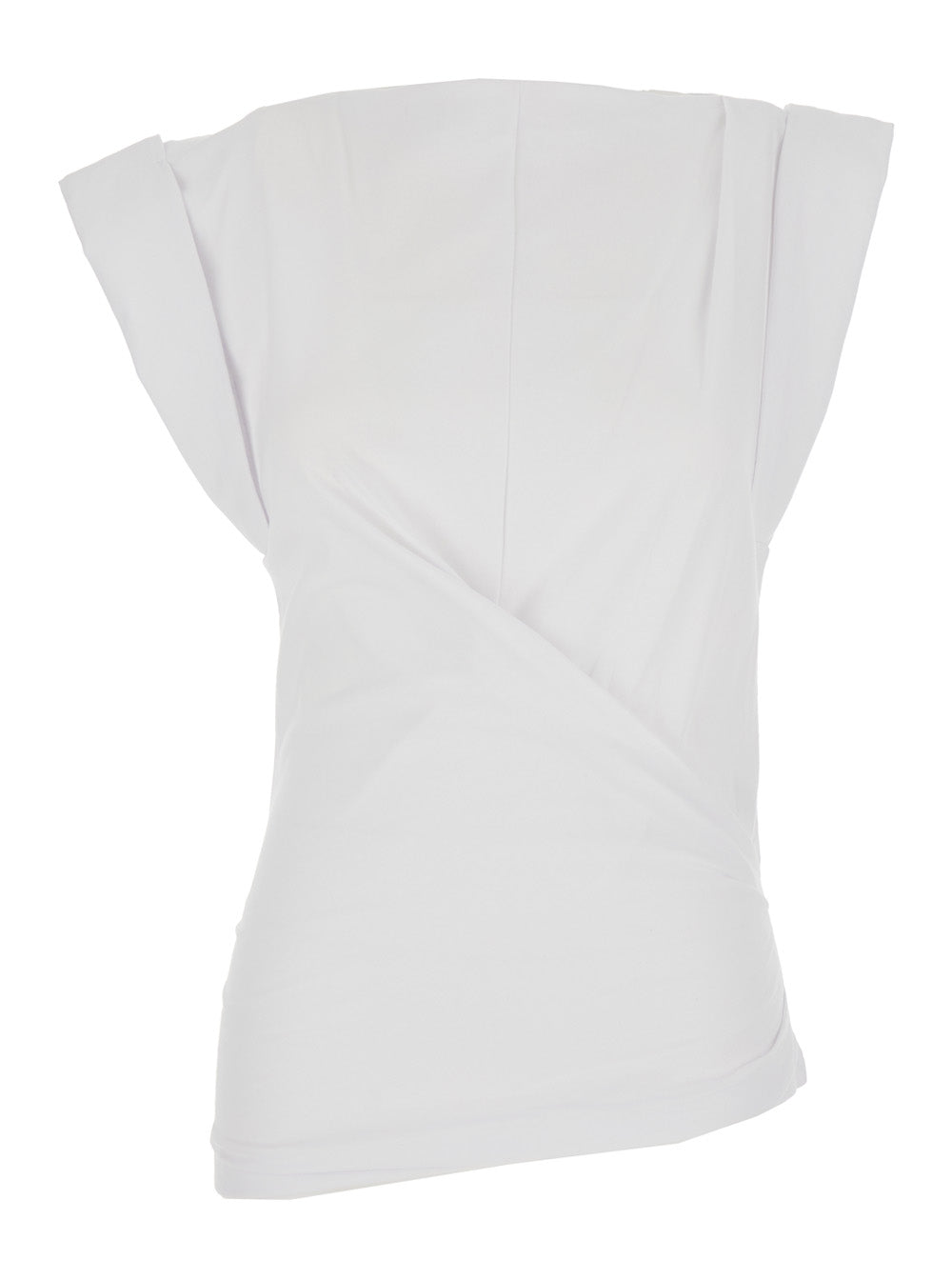 T-Shirt Maisan with Asymmetrical Design and Logo Embroidery on the Back in White Cotton for Women Tshirts Polo Shirts