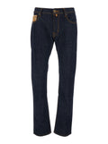 WESTERN Blue Cotton Five-Pocket Jeans for Men Blu Elastane