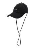 Black Le Casquette Artichaut Hat with Drawstring In Cotton for Men And Gloves