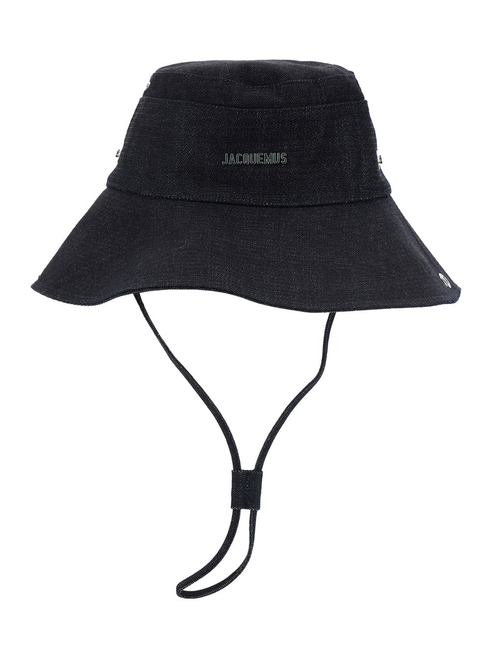 Le Bob De-Nimes Blue Fisherman Hat with Front Logo Lettering and Adjustable Strap in Cotton Man Blu Gloves