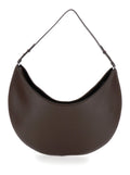 Brown Shoulder Bag Le Calisso Rond Large with Adjustable Strap and Embossed Logo in Leather for Women Calf