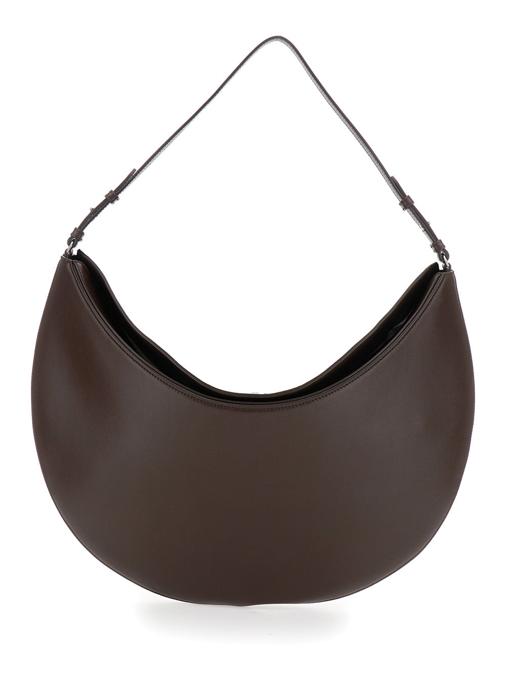 Brown Shoulder Bag Le Calisso Rond Large with Adjustable Strap and Embossed Logo in Leather for Women Calf
