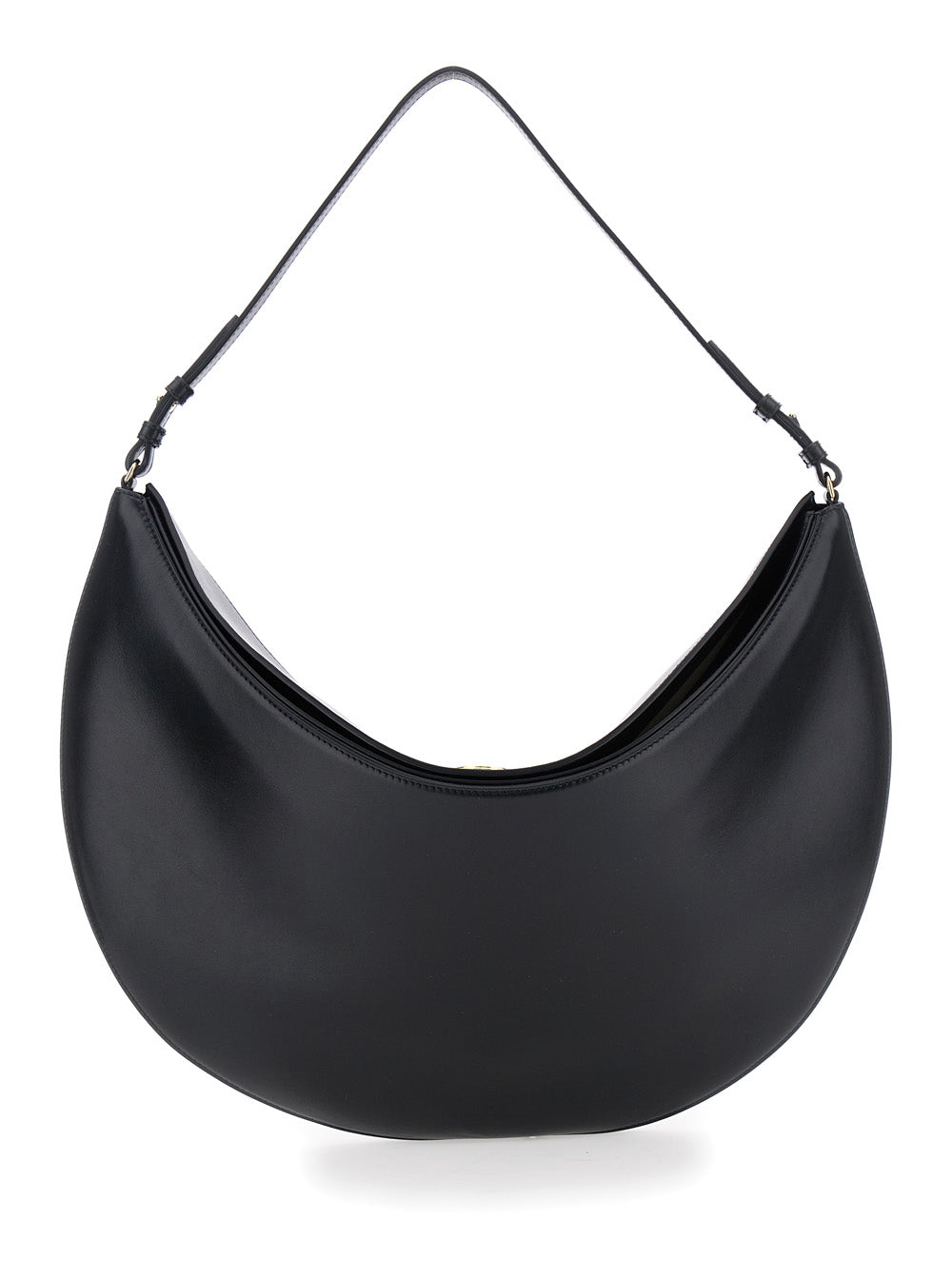Black Le Calisso Rond Large Shoulder Bag With Adjustable Strap And Embossed Logo Leather For Women