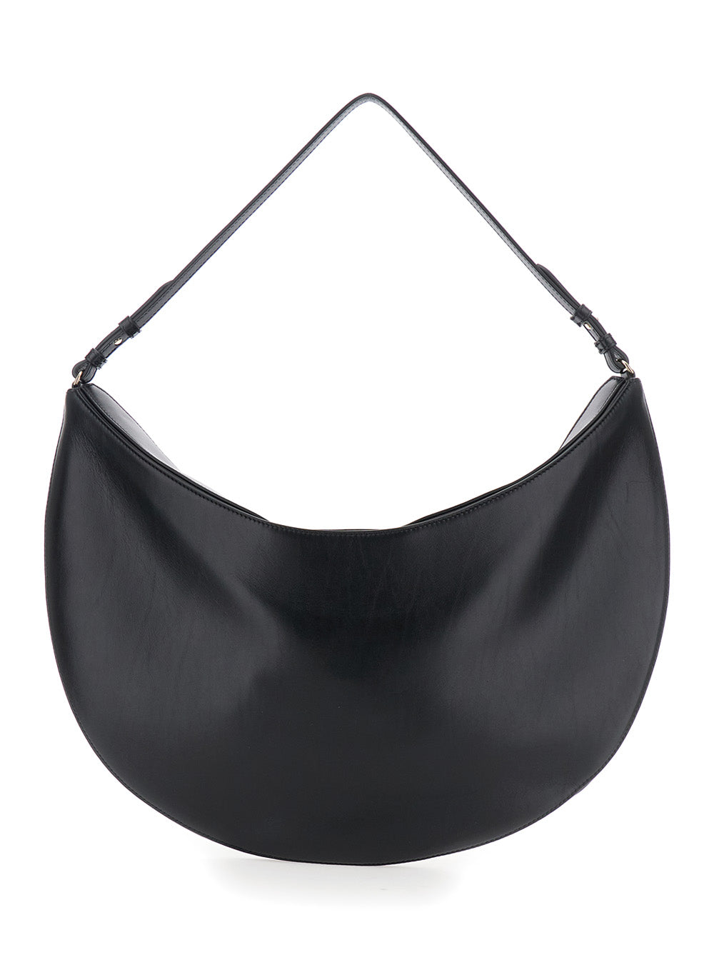 Black Le Calisso Rond Large Shoulder Bag With Adjustable Strap And Embossed Logo Leather For Women