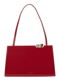 Le Salon Red Handbag with Gold and Silver Charm in Leather for Women Calf Hand Bags