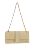 Le Bambino Chaine Beige Shoulder Bag with Chain Strap and Crocodile-Embossed Effect in Leather Woman Calf