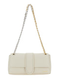 Le Bambino Chaine White Shoulder Bag with Chain Strap and Logo on the Front in Leather Woman Lamb