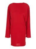 Mistral Red Dress with Boat neckline and Long Sleeves in Viscose Women Polyamide