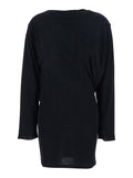 Black La Robe Mistral Crew Neck Dress with Long Sleeves and Open Back in Viscose Blend Women Polyamide