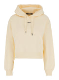 Le Hoodie Gros Grain Beige Cropped with Drawstring Hood and Logo Patch on Front in Cotton for Women Sweatshirts