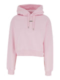 Pink Hoodie with Fixed Hood and Logo Patch on Front in Cotton for Women Sweatshirts
