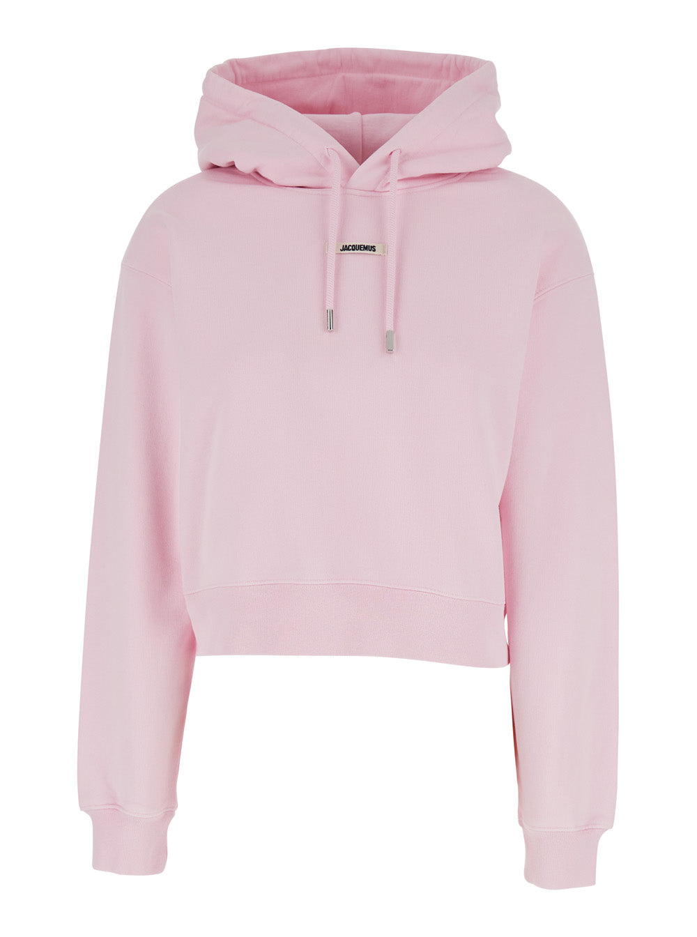 Pink Hoodie with Fixed Hood and Logo Patch on Front in Cotton for Women Sweatshirts