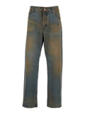 Grey Jeans LE DE-NIMES BERGER Five-Pocket In Denim Men Cotton