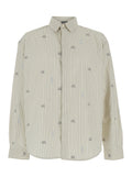 Simon Beige long-sleeved Shirt with Classic Collar and Long Sleeves in Cotton for Women Blouses