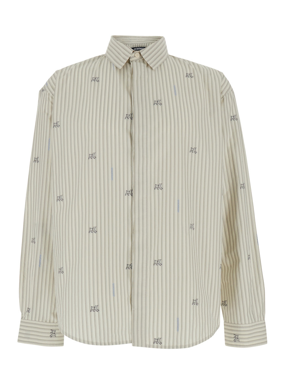 Simon Beige long-sleeved Shirt with Classic Collar and Long Sleeves in Cotton for Women Blouses