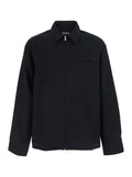 La Chemise Mecano Black Shirt With Zip Closure And Maxi Logo Lettering On The Back In Wool For Men Virgin Blouses