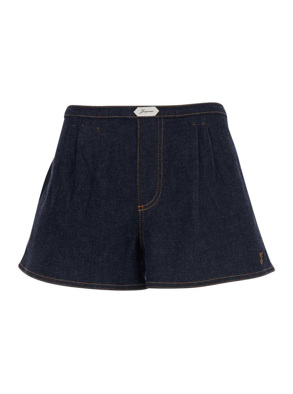 Blue Shorts with Front Pleats in Denim Woman Blu Cotton Cashmere Elastane And Bermuda