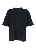 Le Rond Carre Mc Black T-Shirt with Round Neck and Logo on the Back in Fabric Man Paper Polyester Tshirts Polo Shirts