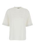 Le Tshirt Ventadou White Crew Neck T-Shirt With Gros Grain Logo On The Back In Fabric For Women Paper Polyester Tshirts And Polo Shirts
