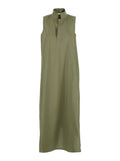 Long Dress Liz Green With V-Neck And Sleeves In Viscose Women