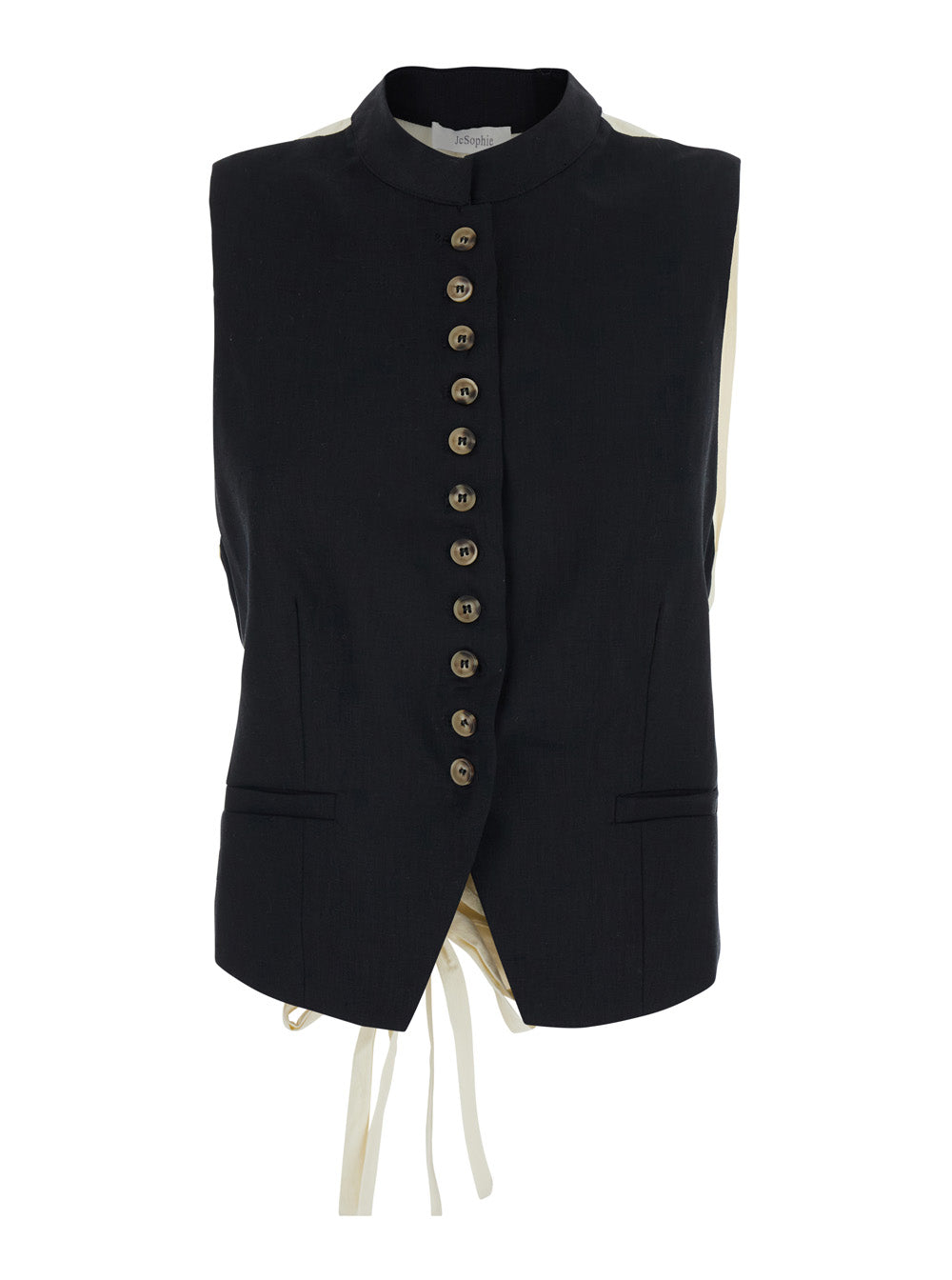 LINNEA VEST Jackets with Front Zip Closure in Black for Women Blazers