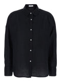 Black Blouse with Long Sleeves and Back Closure Shirts Blouses