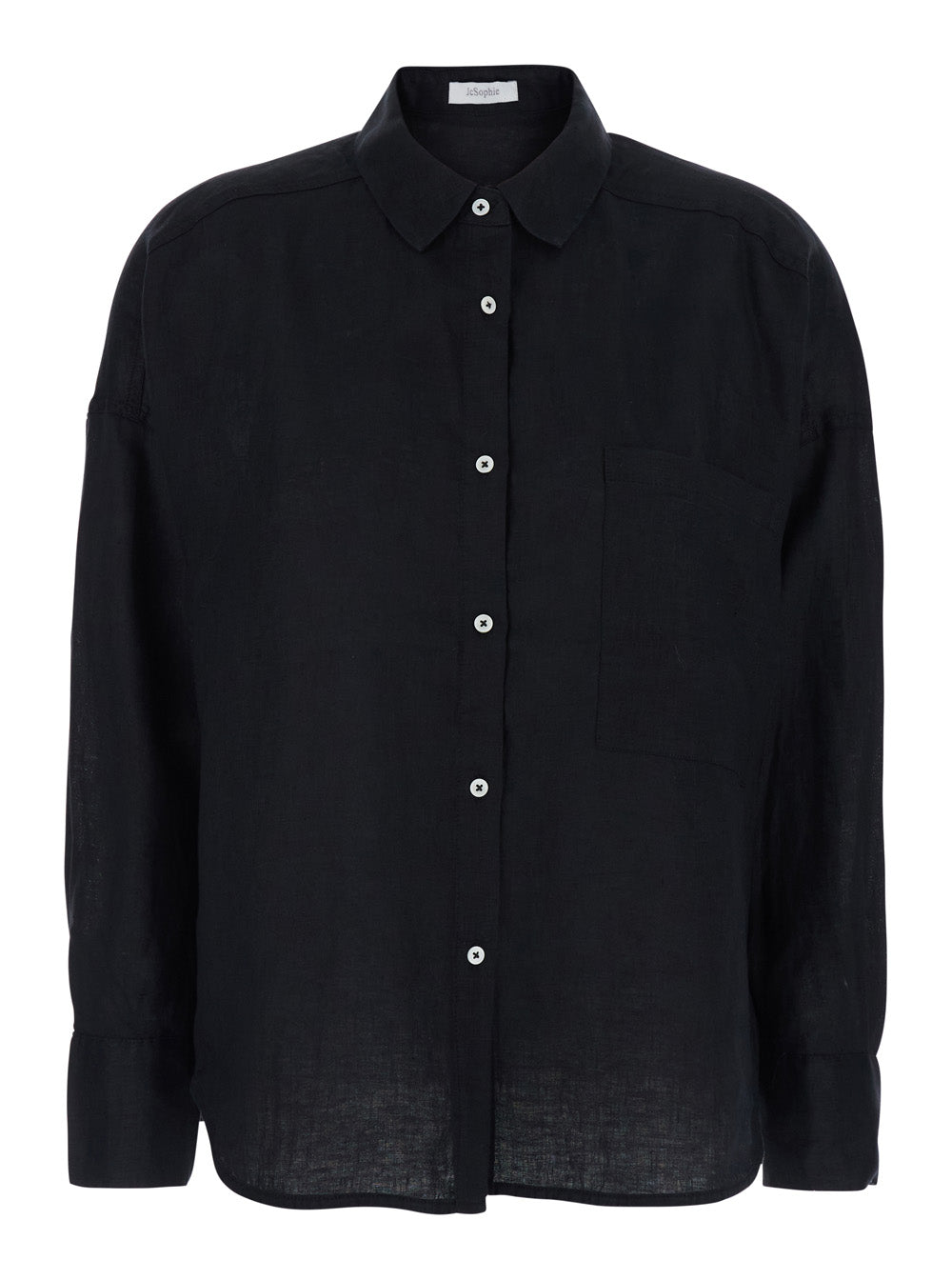 Black Blouse with Long Sleeves and Back Closure Shirts Blouses