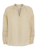 Leslie Beige Blouse With Long Sleeves And Pleated Details In Viscose For Women Shirts Blouses