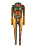 One-Piece Multicolor Jumpsuit with Hood and All-Over Print in Tech Fabric for Women Jumpsuits