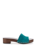CAMBRIE Blue Sandals with Turquoise Leather Straps for Women Blu Flat Shoes
