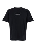 Mens Black Cotton Crew Neck T-Shirt with Front Logo Lettering Tshirts And Polo Shirts