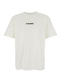 Crew Neck T-Shirt with Logo Lettering on the Front in White Cotton for Men Tshirts And Polo Shirts