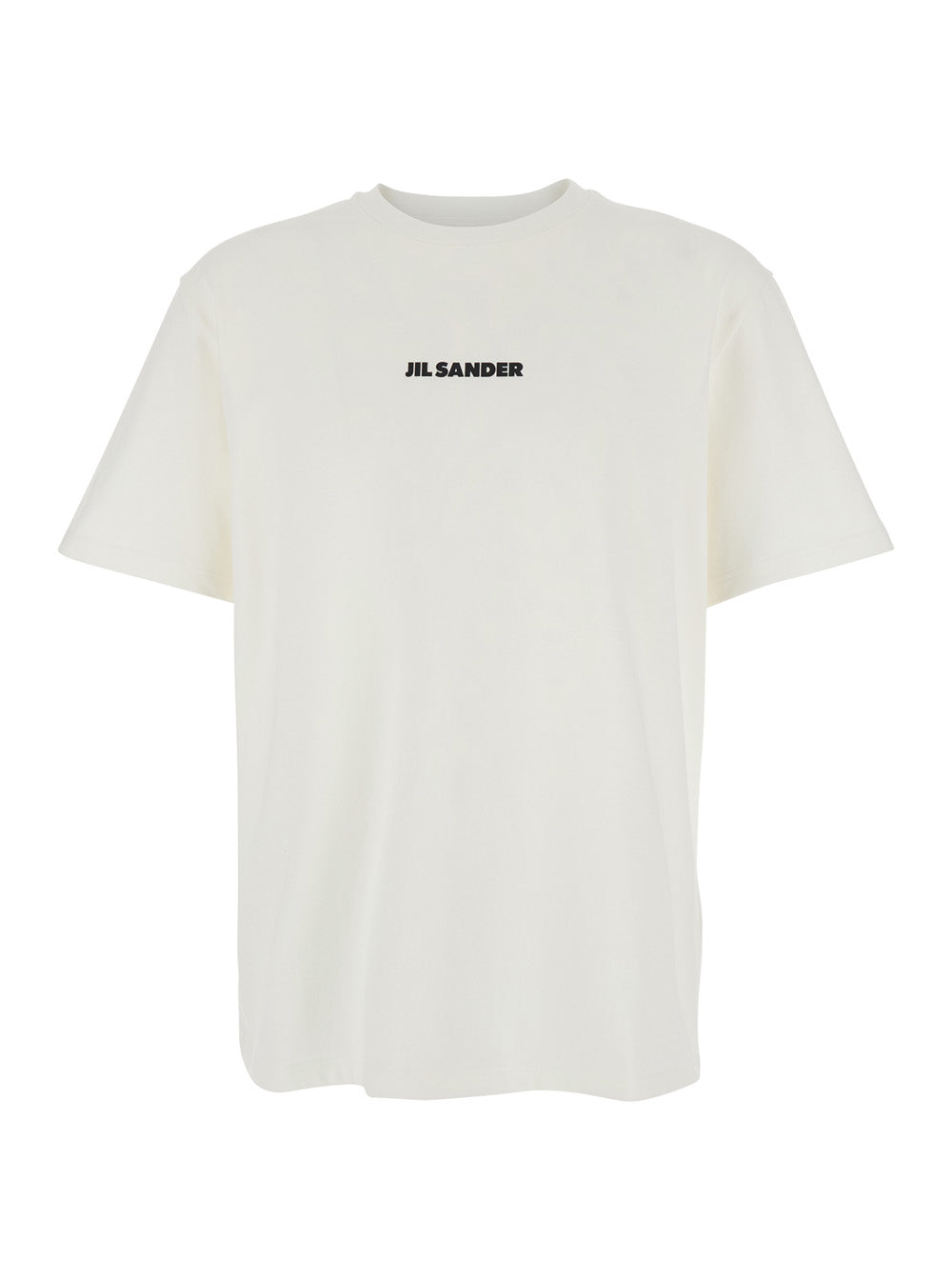Crew Neck T-Shirt with Logo Lettering on the Front in White Cotton for Men Tshirts And Polo Shirts