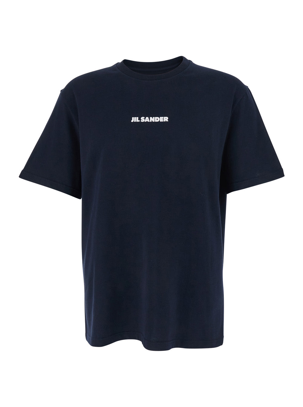 Blue T-Shirt with Logo Lettering on the Front for Men Blu Cotton Tshirts And Polo Shirts