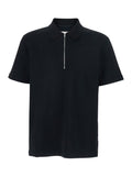 Black JIL SANDER Polo with Classic Collar and Front Zip Closure for Men Tshirts Shirts