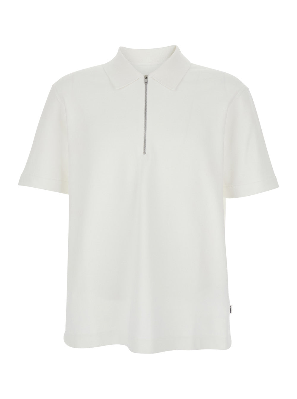 White Cotton Polo with Classic Collar and Front Zip for Men Tshirts Shirts