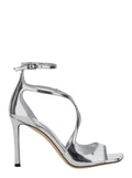 Azia Glitter Leather Sandals for Women Metallic Heels