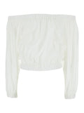 Popolin Off Shoulders Top White Tops