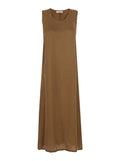 Long Viscosa Dress With Sleeveless Viscose Brown Women