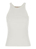 RIBBED TANK TOP - White with round neckline and thin straps. Made of cotton. White. Women. Tops