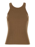 RIBBED TANK TOP JUCCA Brown with Round Neck in Cotton for Women Tops