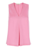 Sleeveless Silk Top with V-Neck Pink Women Tops