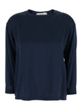 Blue Top ROUND NECK LONG SLEEVES with and in Viscose for Women Blu Shirts Blouses