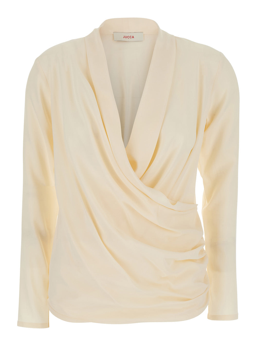 White V-Neck Blouse with Draping on the Front for Women Shirts And Blouses
