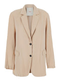 Beige Single-breasted Jacket with Notched Revers for Women Blazers