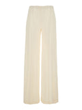 White Fabric Elasticated Waist Pants for Women Trousers