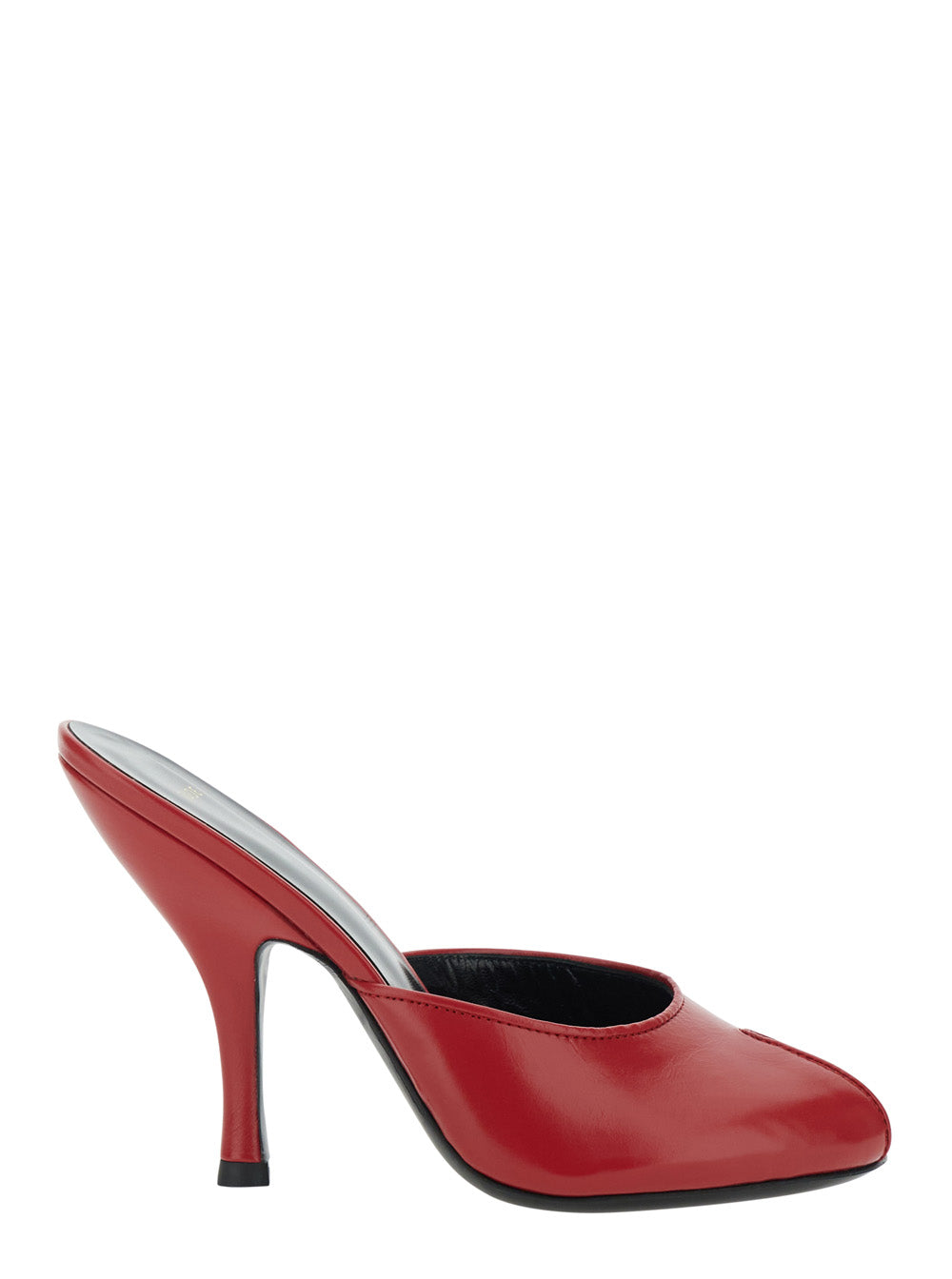 Date Mule In Red Leather Womens Heeled Sandals Lambskin Heels