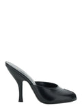 Date Mule Black Leather Heeled Lambskin Heels