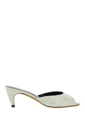 Cave Mule Cream Croc Embossed Leather White Calf Heels